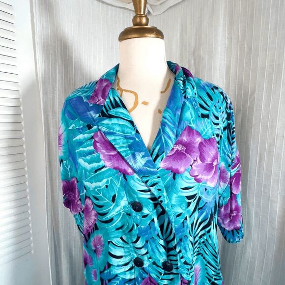 Michele Leslie Skirt Set Size L Women’s Vintage 2-piece Tropical Print - Picture 3 of 8
